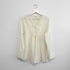 Pretty Woman's Long Sleeve Blouse Tunic Floral Lace Top Cute Bohemian Cream XL